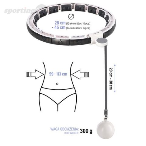 HHM16 HULA HOP WHITE Z MAGNESAMI I OBCIĄŻNIKIEM + LICZNIK HMS HHM16 HULA HOP WHITE Z MAGNESAMI I OBCIĄŻNIKIEM + LICZNIK HMS