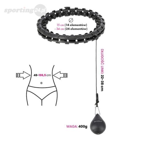 HHW01 HULA HOP BLACK Z WYPUSTKAMI I OBCIĄŻNIKIEM HMS HHW01 HULA HOP BLACK Z WYPUSTKAMI I OBCIĄŻNIKIEM HMS