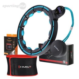 ZESTAW HULA HOP MAGNETYCZNY BLACK/TURQUOISE HHM17 Z LICZNIKIEM HMS + PAS WYSZCZUPLAJĄCY BR163 RED