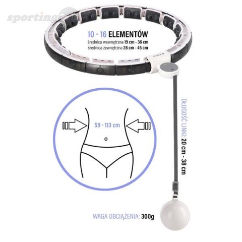 ZESTAW HULA HOP MAGNETYCZNY WHITE HHM16 Z LICZNIKIEM HMS + PAS WYSZCZUPLAJĄCY BR163 BLACK ZESTAW HULA HOP MAGNETYCZNY WHITE HHM16 Z LICZNIKIEM HMS + PAS WYSZCZUPLAJĄCY BR163 BLACK