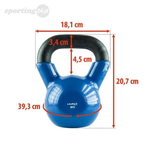 KNV08 BLUE KETTLEBELL ŻELIWNY POKRYTY WINYLEM HMS KNV08 BLUE KETTLEBELL ŻELIWNY POKRYTY WINYLEM HMS