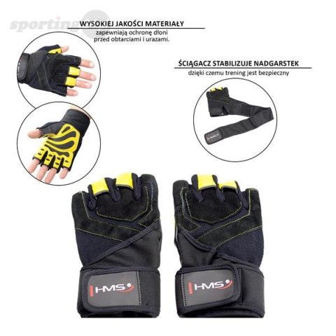 RST01 BLACK/YELLOW ROZM. S RĘKAWICE NA SIŁOWNIĘ HMS RST01 BLACK/YELLOW ROZM. S RĘKAWICE NA SIŁOWNIĘ HMS