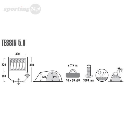 Namiot High Peak Tessin 5 jasnoszary 10228 High Peak Namiot High Peak Tessin 5 jasnoszary 10228 High Peak