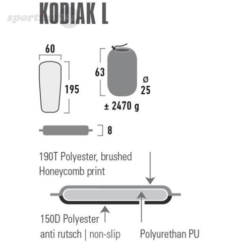 Mata samopompująca High Peak Kodiak L 195x60x8 czarna 41130 High Peak Mata samopompująca High Peak Kodiak L 195x60x8 czarna 41130 High Peak