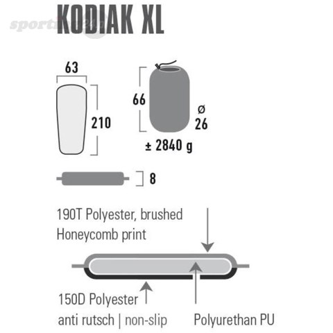 Mata samopompująca High Peak Kodiak XL 210x63x8 czarna 41131 High Peak Mata samopompująca High Peak Kodiak XL 210x63x8 czarna 41131 High Peak