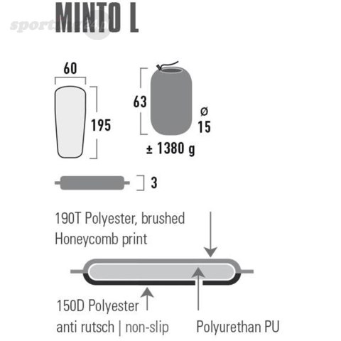 Mata samopompująca High Peak Minto L 195x60x3 czarna 41116 High Peak Mata samopompująca High Peak Minto L 195x60x3 czarna 41116 High Peak