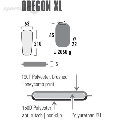 Mata samopompująca High Peak Oregon XL 210x63x5 zielona 41126 High Peak Mata samopompująca High Peak Oregon XL 210x63x5 zielona 41126 High Peak