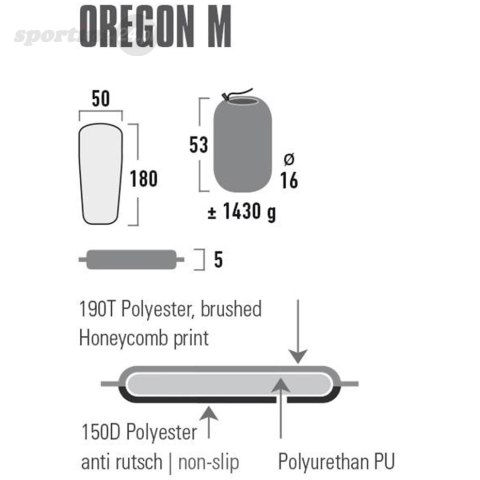 Mata samopompująca High Peak Oregon M 180x50x5 zielona 41124 High Peak Mata samopompująca High Peak Oregon M 180x50x5 zielona 41124 High Peak