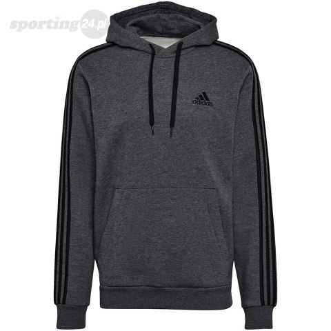 Bluza męska adidas Essentials Fleece 3-Stripes Hoodie ciemnoszara GK9082 Adidas