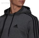 Bluza męska adidas Essentials Fleece 3-Stripes Hoodie ciemnoszara GK9082 Adidas