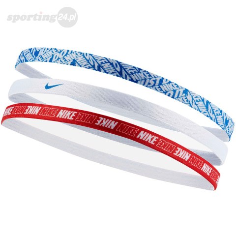 Opaski na włosy Nike Printed Headbands 3 szt. niebieska, biała, czerwona N0002560495OS Nike Opaski na włosy Nike Printed Headbands 3 szt. niebieska, biała, czerwona N0002560495OS Nike