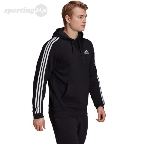 Bluza męska adidas Essentials Fleece 3-Stripes Hoodie czarna GK9072 Adidas Bluza męska adidas Essentials Fleece 3-Stripes Hoodie czarna GK9072 Adidas