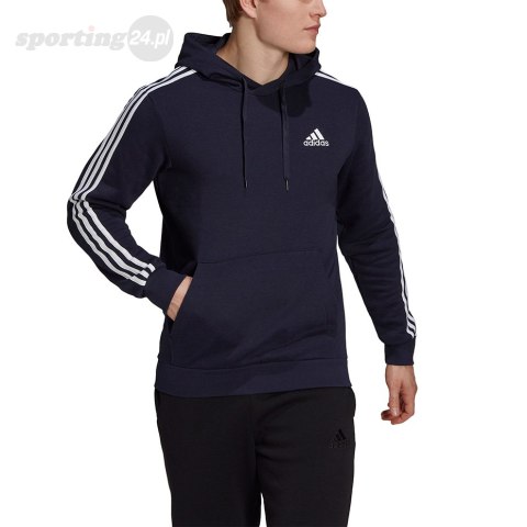 Bluza męska adidas Essentials Fleece 3-Stripes Hoodie granatowa GK9073 Adidas Bluza męska adidas Essentials Fleece 3-Stripes Hoodie granatowa GK9073 Adidas