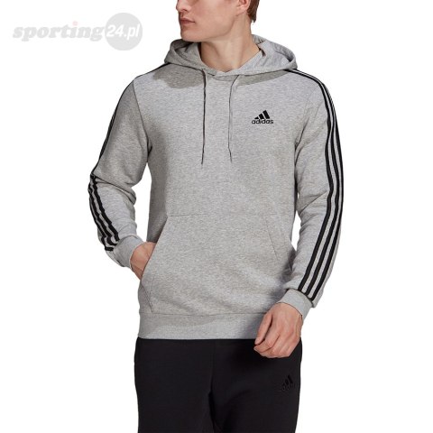 Bluza męska adidas Essentials Fleece 3-Stripes Hoodie szara GK9084 Adidas Bluza męska adidas Essentials Fleece 3-Stripes Hoodie szara GK9084 Adidas