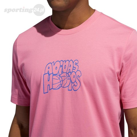 Koszulka męska adidas Lil Stripe adidas Hoops Graphic Tee różowa GS7220 Adidas Koszulka męska adidas Lil Stripe adidas Hoops Graphic Tee różowa GS7220 Adidas