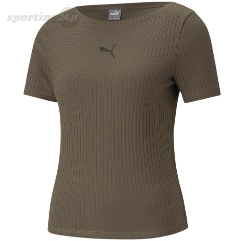 Koszulka damska Puma HER Ribbed Slim Tee Grape Leaf khaki 531917 44 Puma Koszulka damska Puma HER Ribbed Slim Tee Grape Leaf khaki 531917 44 Puma