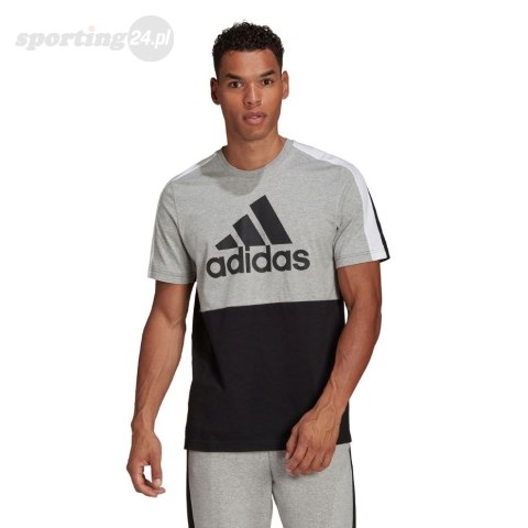 Koszulka męska adidas Essentials Colorblock Single Jersey Tee czarno-szara HE4334 Adidas Koszulka męska adidas Essentials Colorblock Single Jersey Tee czarno-szara HE4334 Adidas