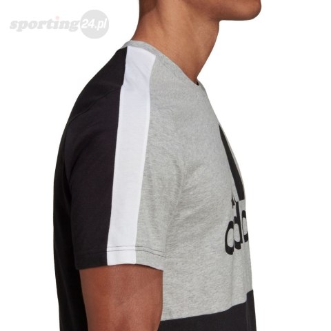 Koszulka męska adidas Essentials Colorblock Single Jersey Tee czarno-szara HE4334 Adidas Koszulka męska adidas Essentials Colorblock Single Jersey Tee czarno-szara HE4334 Adidas