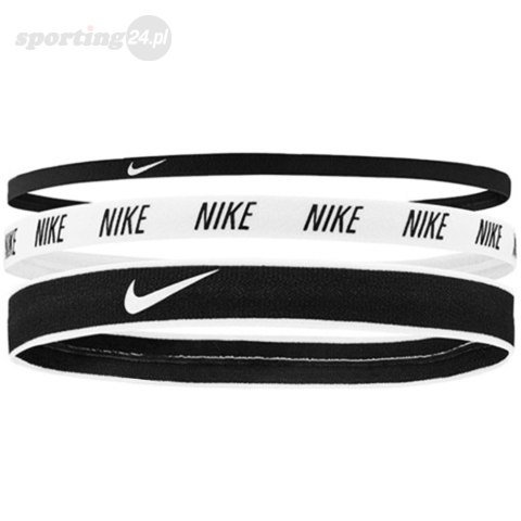 Opaski na włosy Nike Mixed Width Headbands 3 szt. czarno-białe N0002548930OS Nike Opaski na włosy Nike Mixed Width Headbands 3 szt. czarno-białe N0002548930OS Nike