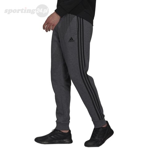 Spodnie męskie adidas Essentials French Terry Tapered Cuff 3-Stripes Pants szare H12256 Adidas Spodnie męskie adidas Essentials French Terry Tapered Cuff 3-Stripes Pants szare H12256 Adidas