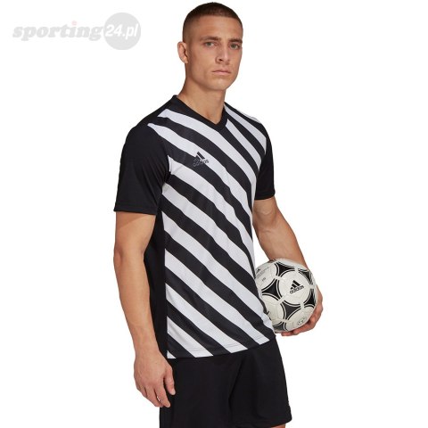 Koszulka męska adidas Entrada 22 Graphic Jersey czarno-biała HF0126 Adidas teamwear Koszulka męska adidas Entrada 22 Graphic Jersey czarno-biała HF0126 Adidas teamwear