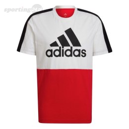 Koszulka męska adidas Essentials Colorblock Single Jersey Tee biało-czerwona HE4330 Adidas