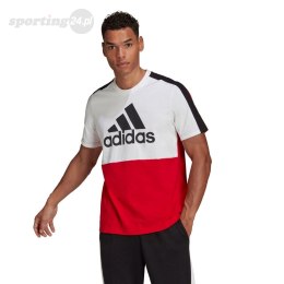 Koszulka męska adidas Essentials Colorblock Single Jersey Tee biało-czerwona HE4330 Adidas