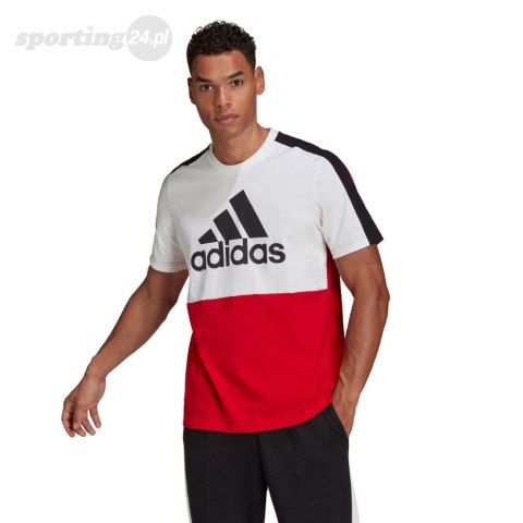 Koszulka męska adidas Essentials Colorblock Single Jersey Tee biało-czerwona HE4330 Adidas Koszulka męska adidas Essentials Colorblock Single Jersey Tee biało-czerwona HE4330 Adidas