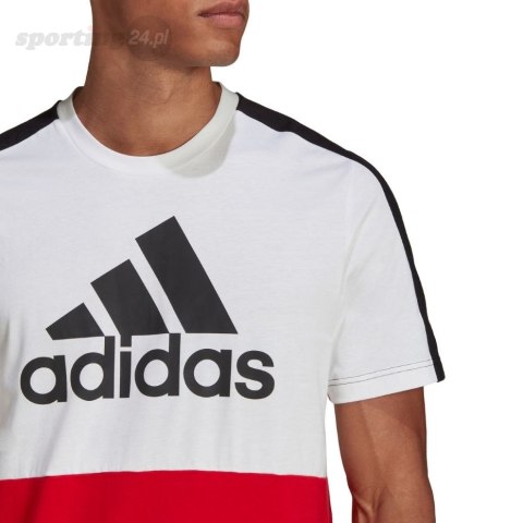 Koszulka męska adidas Essentials Colorblock Single Jersey Tee biało-czerwona HE4330 Adidas Koszulka męska adidas Essentials Colorblock Single Jersey Tee biało-czerwona HE4330 Adidas