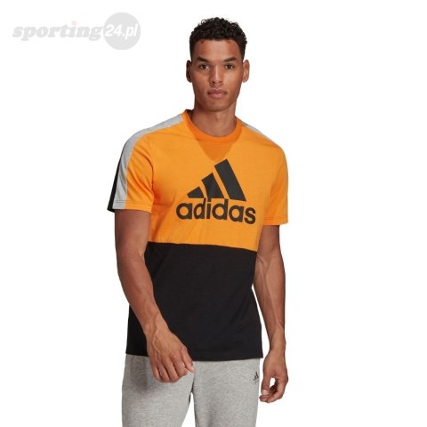 Koszulka męska adidas Essentials Colorblock Single Jersey Tee pomarańczowo-czarna HE4328 Adidas Koszulka męska adidas Essentials Colorblock Single Jersey Tee pomarańczowo-czarna HE4328 Adidas
