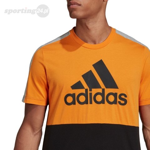 Koszulka męska adidas Essentials Colorblock Single Jersey Tee pomarańczowo-czarna HE4328 Adidas Koszulka męska adidas Essentials Colorblock Single Jersey Tee pomarańczowo-czarna HE4328 Adidas