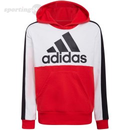 Bluza dla dzieci adidas Colorblock Fleece Hoodie czerwona HC5657 Adidas