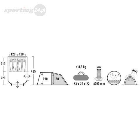 Namiot High Peak Ancona 4.0 szaro-zielony 10244 High Peak Namiot High Peak Ancona 4.0 szaro-zielony 10244 High Peak