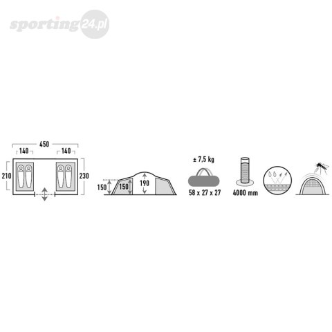 Namiot High Peak Como 4.0 szaro-zielony 10260 High Peak Namiot High Peak Como 4.0 szaro-zielony 10260 High Peak