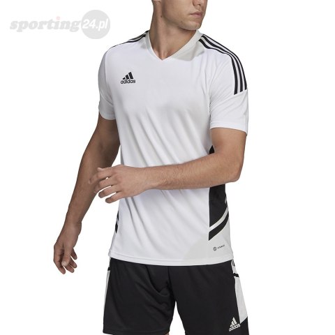 Koszulka męska adidas Condivo 22 Jersey V-neck biało-czarna HA6290 Adidas teamwear Koszulka męska adidas Condivo 22 Jersey V-neck biało-czarna HA6290 Adidas teamwear