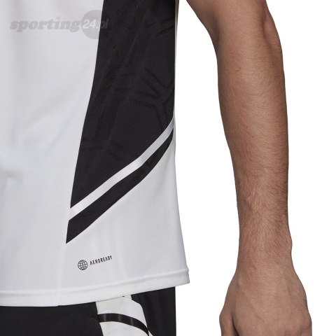 Koszulka męska adidas Condivo 22 Jersey V-neck biało-czarna HA6290 Adidas teamwear Koszulka męska adidas Condivo 22 Jersey V-neck biało-czarna HA6290 Adidas teamwear