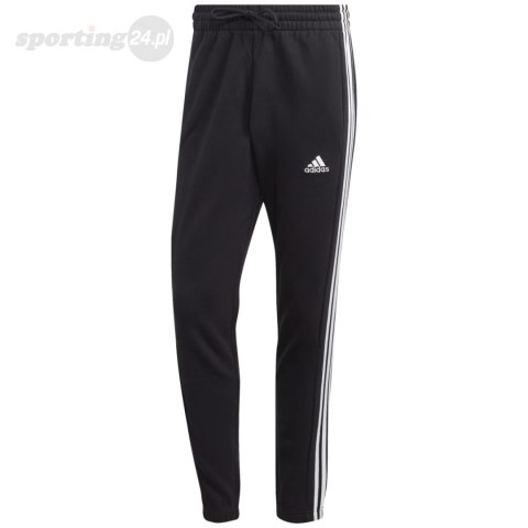 Spodnie męskie adidas Essentials French Terry Tapered Cuff 3-Stripes czarne IC0050 Adidas