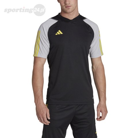 Koszulka męska adidas Tiro 23 Competition Jersey czarno-szara HU1295 Adidas teamwear Koszulka męska adidas Tiro 23 Competition Jersey czarno-szara HU1295 Adidas teamwear
