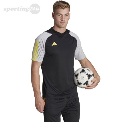 Koszulka męska adidas Tiro 23 Competition Jersey czarno-szara HU1295 Adidas teamwear Koszulka męska adidas Tiro 23 Competition Jersey czarno-szara HU1295 Adidas teamwear