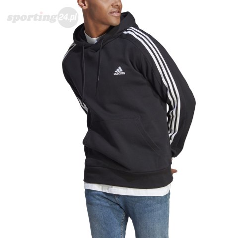 Bluza męska adidas Essentials French Terry 3-Stripes Hoodie czarna IC0435 Adidas Bluza męska adidas Essentials French Terry 3-Stripes Hoodie czarna IC0435 Adidas