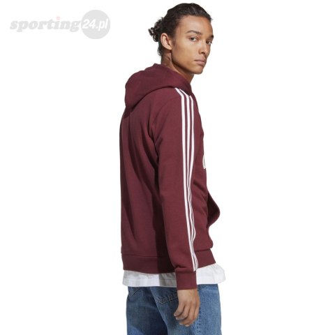 Bluza męska adidas Essentials Fleece 3-Stripes Logo Hoodie bordowa H47057 Adidas Bluza męska adidas Essentials Fleece 3-Stripes Logo Hoodie bordowa H47057 Adidas