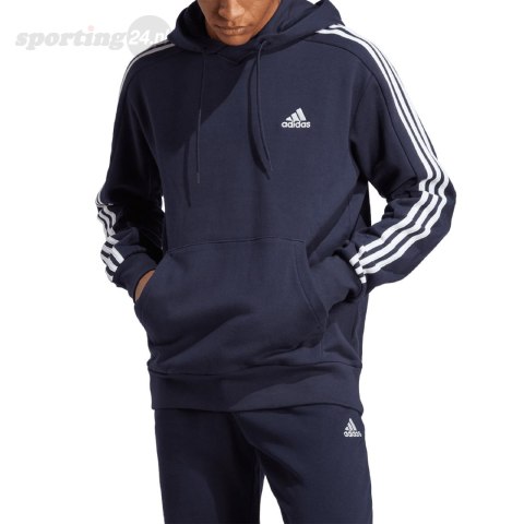 Bluza męska adidas Essentials French Terry 3-Stripes Hoodie granatowa IC0436 Adidas Bluza męska adidas Essentials French Terry 3-Stripes Hoodie granatowa IC0436 Adidas