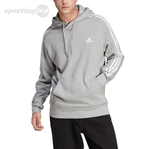 Bluza męska adidas Essentials French Terry 3-Stripes Hoodie szara IC0437 Adidas Bluza męska adidas Essentials French Terry 3-Stripes Hoodie szara IC0437 Adidas