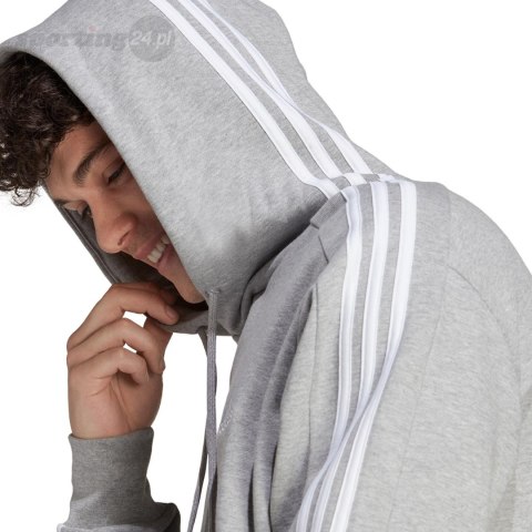 Bluza męska adidas Essentials French Terry 3-Stripes Hoodie szara IC0437 Adidas Bluza męska adidas Essentials French Terry 3-Stripes Hoodie szara IC0437 Adidas