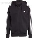 Bluza męska adidas Essentials French Terry 3-Stripes Full-Zip Hoodie czarna IC0433 Adidas