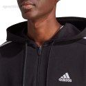 Bluza męska adidas Essentials French Terry 3-Stripes Full-Zip Hoodie czarna IC0433 Adidas