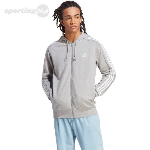 Bluza męska adidas Essentials French Terry 3-Stripes Full-Zip Hoodie szara IC9833 Adidas Bluza męska adidas Essentials French Terry 3-Stripes Full-Zip Hoodie szara IC9833 Adidas