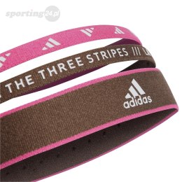 Opaski na włosy adidas Hairbands 3 szt. OSFM brązowo-różowa IC6515 Adidas