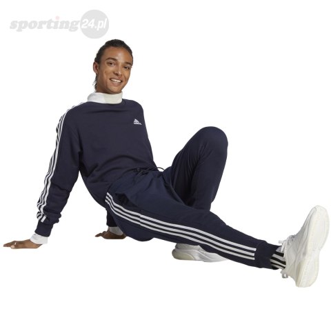 Spodnie męskie adidas Essentials French Terry Tapered Cuff 3-Stripes granatowe IC9406 Adidas Spodnie męskie adidas Essentials French Terry Tapered Cuff 3-Stripes granatowe IC9406 Adidas