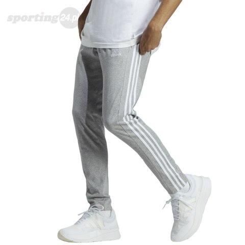 Spodnie męskie adidas Essentials Single Jersey Tapered Open Hem 3-Stripes szare IC0046 Adidas Spodnie męskie adidas Essentials Single Jersey Tapered Open Hem 3-Stripes szare IC0046 Adidas